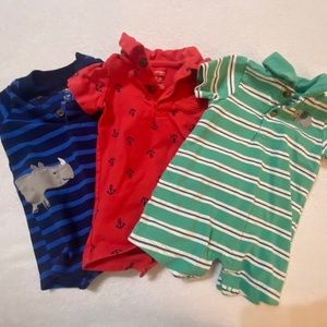 Carter’s Short Sleeve Rompers, Rhino Stripe & Anchors & Elephant Stripe